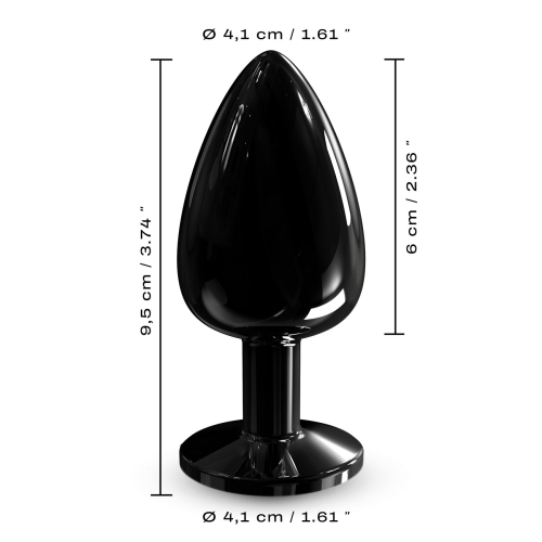 Анальна металева пробка з прикрасою у вигляді кристала чорного кольору Dorcel розмір L - 5