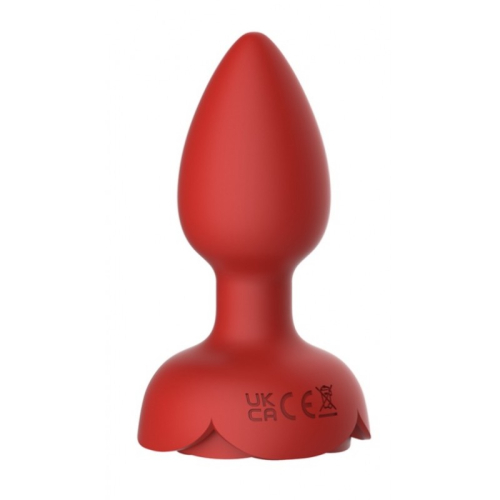Анальна вібропробка з ПУ та підсвічуванням Rainbow Light Rose Plug червона - 3