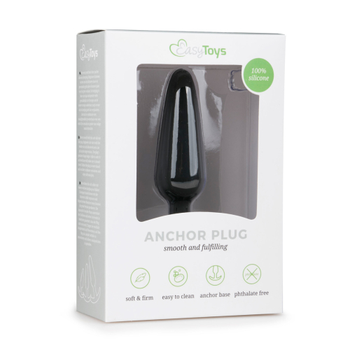 Анальная пробка из силикона черная EasyToys Buttplug размер L - 4