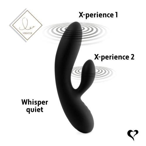 Кролик вібратор з відростком для клітора з двома моторами чорний FeelzToys Lea Rabbit Vibrator - 6