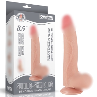Фаллоимитатор реалистичный на присоске Sliding Skin Dual Layer Dong Flesh 8.5 телесный