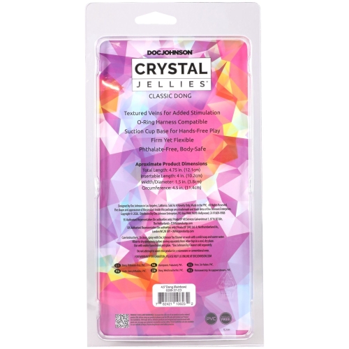 Фалоімітатор реалістичний на присосці райдужний Doc Johnson Crystal Jellies - 4.5 - 6