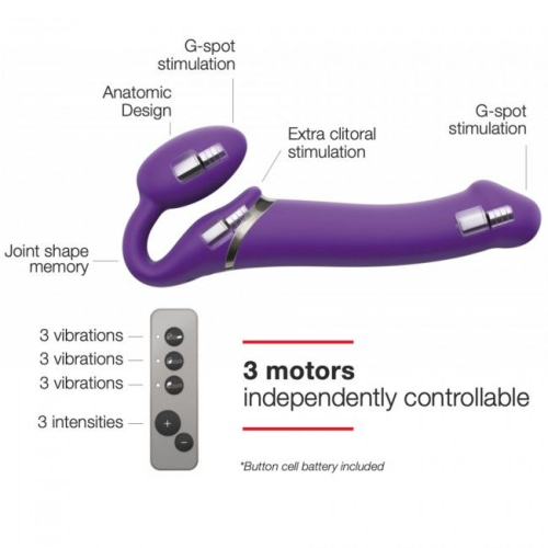 Страпон без ремешков с вибрацией Strap-On-Me Vibrating Violet XL - 3