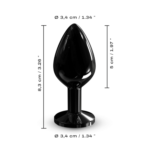 Анальна металева пробка з прикрасою у вигляді кристала чорного кольору Dorcel розмір M - 5