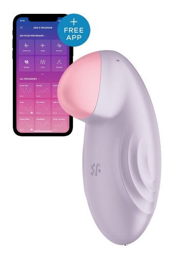Клиторальный стимулятор с управлением со смартфона сиреневого цвета Satisfyer Tropical tip - 1