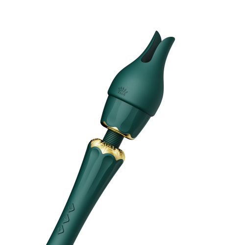 Вибромассажер Ванд в форме микрофона с насадками зеленого цвета Zalo Kyro Wand Turquoise - 6