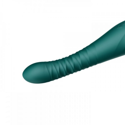 Вибромассажер с фрикциями и управлением со смартфона зелёный ZALO KING Turquoise - 4