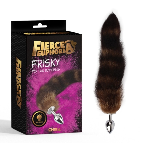 Анальний металевий затор сріблястого кольору з хвостом Chisa Frisky Fox Tail Butt Plug - 1