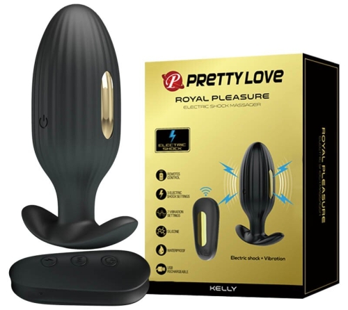 Анальна вібро втулка з електростимуляцією і пультом ДУ Pretty Love ROYAL PLEASURE - 1