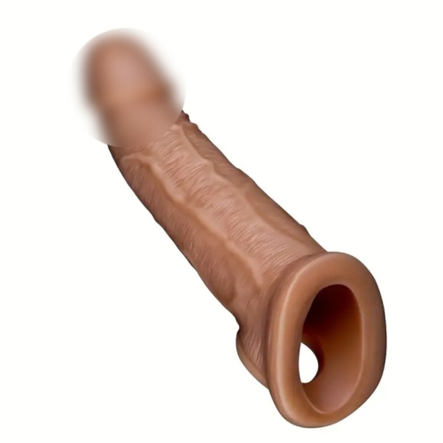Реалістична закрита насадка на коричневий Penile condom член - 1