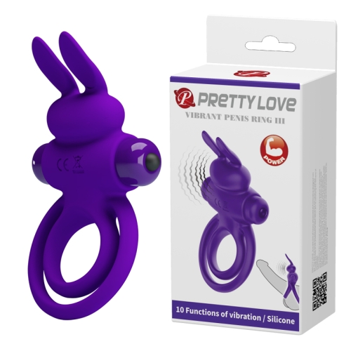 Ерекційне кільце на член із подвійним кільцем фіолетове Lybaile PRETTY LOVE Penis Ring - 1