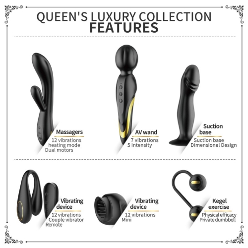 Набір секс-іграшок для жінок чорний LYBAILE 18K Gold Queens Luxury Collection - 3