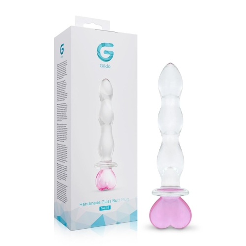 Стеклянная анальная цепочка прозрачная Gildo Glass Butt Plug Heart Shape No. 35 - 6