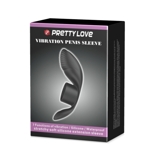 Эрекционное виброкольцо на член черного цвета Lybaile Pretty Love Vibration Penis Sleeve - 12