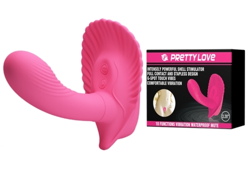 Вібробабочка з стимулятором клітора і точки джі з пультом ДУ PRETTY LOVE Powerful Shell Stimulator - 1