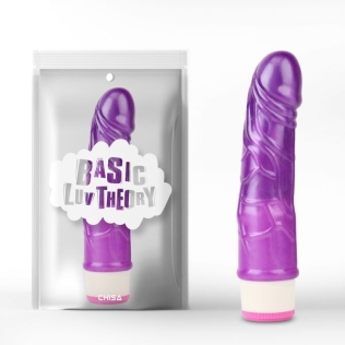 Вібратор реалістичний гелевий фіолетового кольору Chisa Stud Rod
