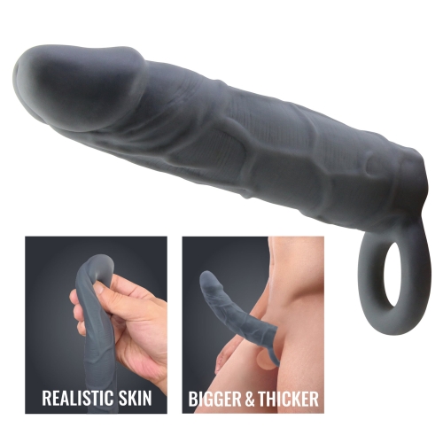 Насадка на член із петлею реалістична сірого кольору Lybaile Pretty Love Realistic Penis Sleeve - 2