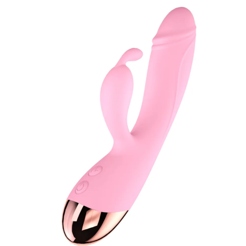 Кролик вібратор з відростком для клітора рожевий Cottelli Collection Deformed rabbit - 4