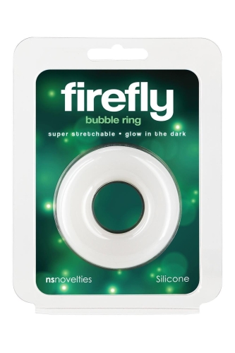Эрекционное кольцо на член светящееся в темноте белого цвета NS Novelties Firefly размер L - 4
