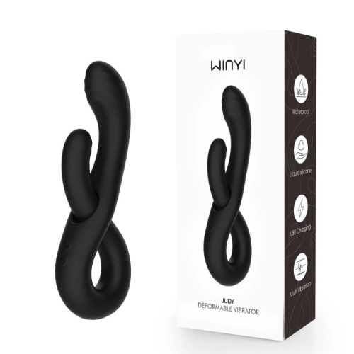 Вібратор для точки G та з відростком для клітора чорний Winyi Judy Deformable Vibrator - 1