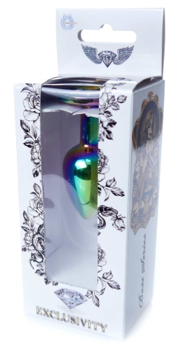 Анальная пробка с камушком радужного цвета Boss of toys Boss Series Jewellery Multicolour Plug Clear размер S - 7