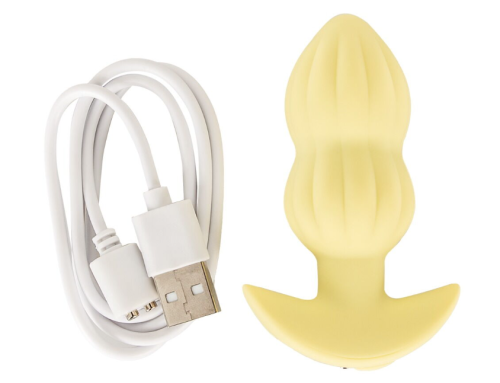 Анальная вибропробка желтая Soft Silicone Vibrating Mini Butt Plug - 3