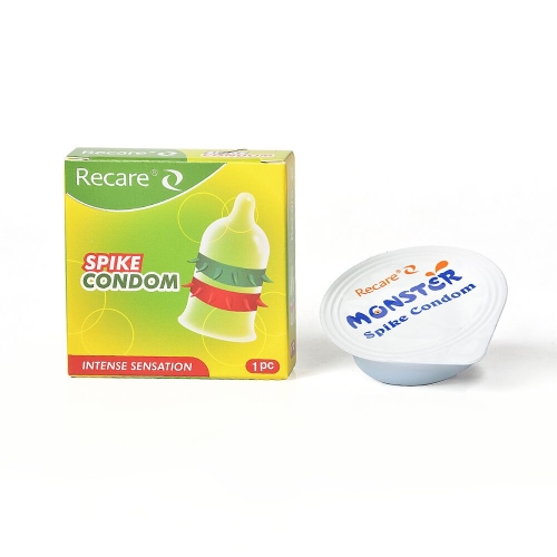 Презерватив прозорий з рядами шипів Recare Spike Condom - 3