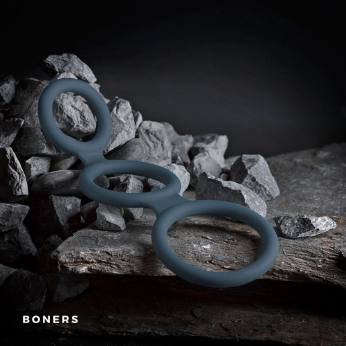Тройное эрекционное кольцо для члена силиконовое серого цвета Boners - 2