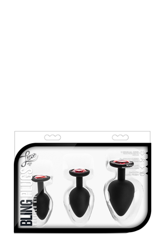 Набір анальних пробок з червоним кристалом LUXE BLING PLUGS TRAINING KIT RED GEMS - 2