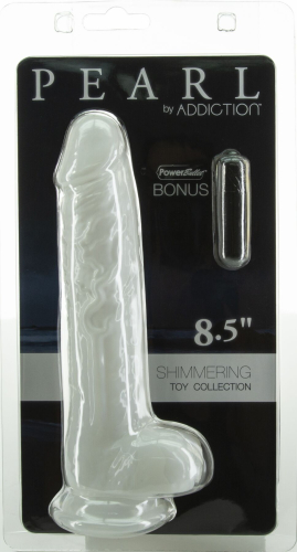 Білий фалоімітатор реалістичний на присосці Addiction Pearl 8.5&amp;quot; Dildo with Balls та віброкуля в подарунок - 6