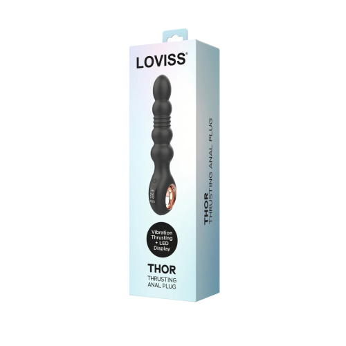 Анальний вібратор із пульсацією чорний Loviss Thor Thrusting Anal Plug 2 мотора - 6