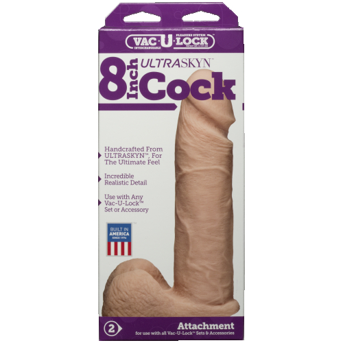Фалоімітатор 18,5 см/5 см м'який реалістичний Doc Johnson Vac-U-Lock-8 Inch Ultraskyn Cock White - 5
