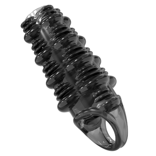 Стимулююча насадка на член з пухирцями чорна Meleon - Arcane Ring Locking Sleeve - 9