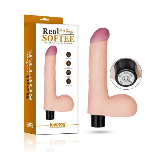 Вібратор реалістичний гелевий тілесного кольору Lovetoy Real Softee Flash - 6