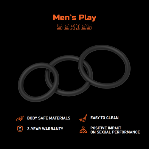 Эрекционные кольца на член черного цвета Erospace Men’s Play Set Of 3 Cock Rings модель B7 3 штуки - 2
