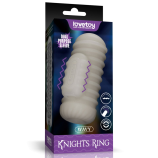 Вибронасадка на член ребристая белая Lovetoy Knights Ring 