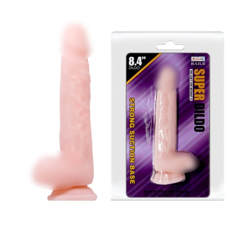 Фаллоимитатор 17 см/4,5 см реалистичный из киберкожи на присоске SUPER DILDO 8.4 телесного цвета - 1