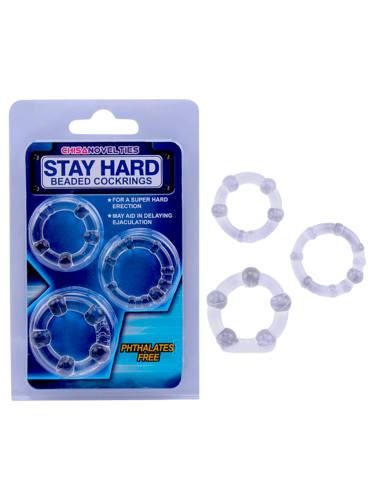Кільця ерекційні на член 3 штуки різного розміру прозорі Stay Hard - 1
