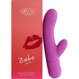 Вибратор для точки G и с отростком для клитора фиолетового цвета Miss V Babe Pretty