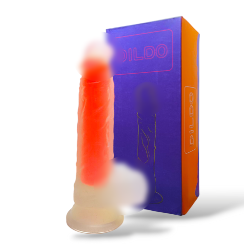 Фаллоимитатор реалистичный на присоске полупрозрачный оранжевый Cottelli Collection Orange dildo - 1