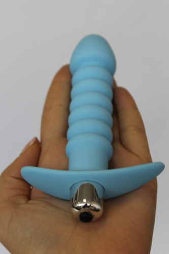 Втулка анальна з вібрацією Sweet Toys L 115 мм D 30x25 мм, колір блакитний - 4