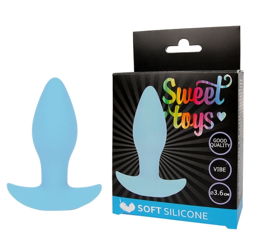 Анальна вібропробка Sweet Toys L 85 мм d 36 мм колір блакитний - 1