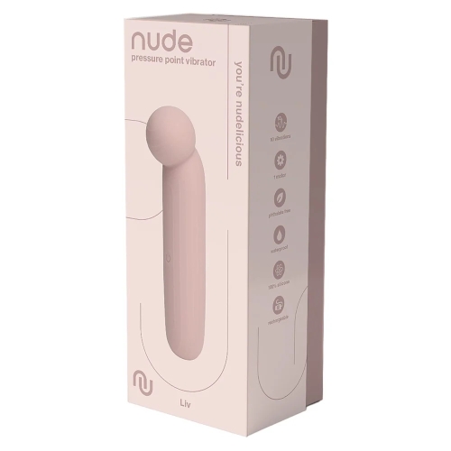 Точечный Ванд вибратор в тревел формате розово-бежевый NUDE LIV - 2