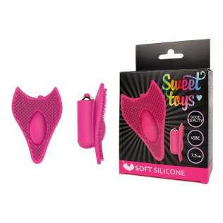 Вібратор силіконовий для клітора з шипиками SWEET TOYS Рожевий L 7,5 см ширина 5,6 см зі знімною вібропулею