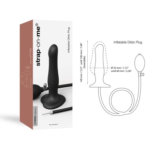 Фаллоимитатор надувной на присоске черного цвета Strap On Me Inflatable Dildo Plug Noir - 3