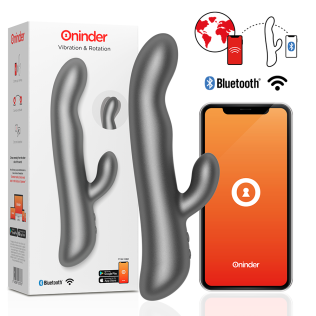 Смарт вибратор кролик с подвижной головкой черного цвета Oninder VIBRATION &amp;amp; ROTATION