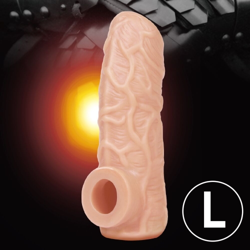 Насадка на член з отвором для мошонки тілесного кольору Kokos Nude Sleeve NS 001 розмір L - 2
