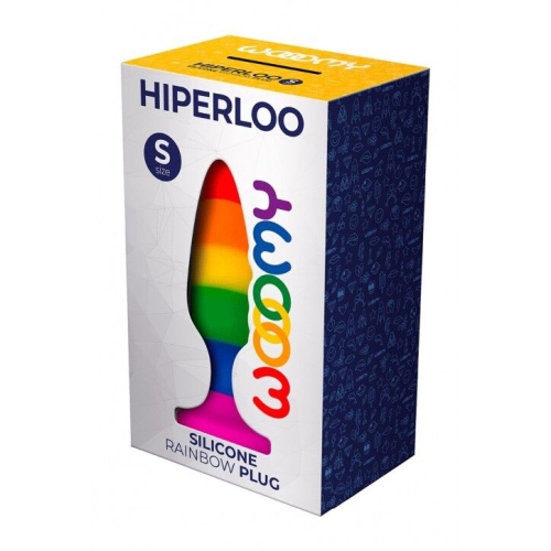 Анальная пробка радужного цвета Wooomy Hiperloo Silicone Rainbow Plug размер S - 3