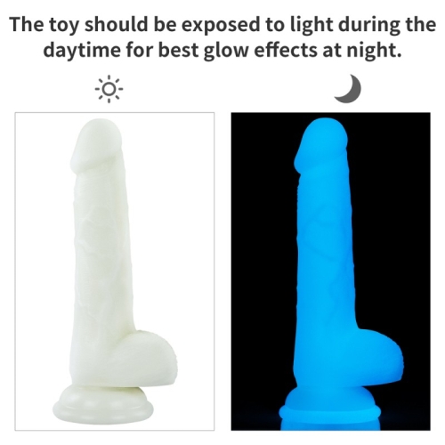 Фаллоимитатор светящийся реалистичный на присоске белого цвета Lovetoy Lumino Play длина 180 мм - 3