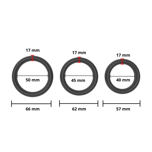 Набір ерекційних кілець на член чорного кольору Erospace Men's Play Set Of 3 Cock Rings модель B9 3 штуки - 5